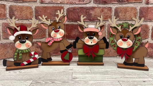 November- Add On Reindeer set of 4 Stander - unpainted wood cutouts, ready for you to paint