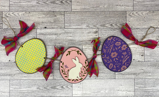 Easter Egg Garland unpainted wood cutouts - ready for you to paint