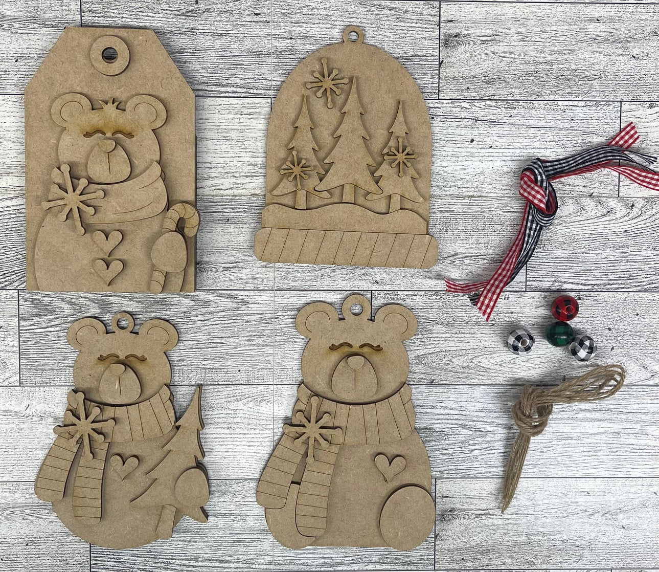 December - Dar's Christmas Craft Club - unpainted wood cutouts, ready for you to paint