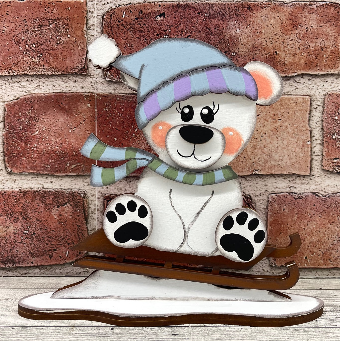 Both December 2025 Insert and blocks only - December Craft Kit - Hello Door Sign Insert and Polar Bear stander Kit- doesn't include the door sign House Ladder Blocks Only unpainted cutouts, Sign backer and house leaning ladder