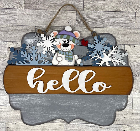 December 2025 Sign insert only - Hello Door Sign Insert only unpainted cutouts - doesn't include the door sign backer