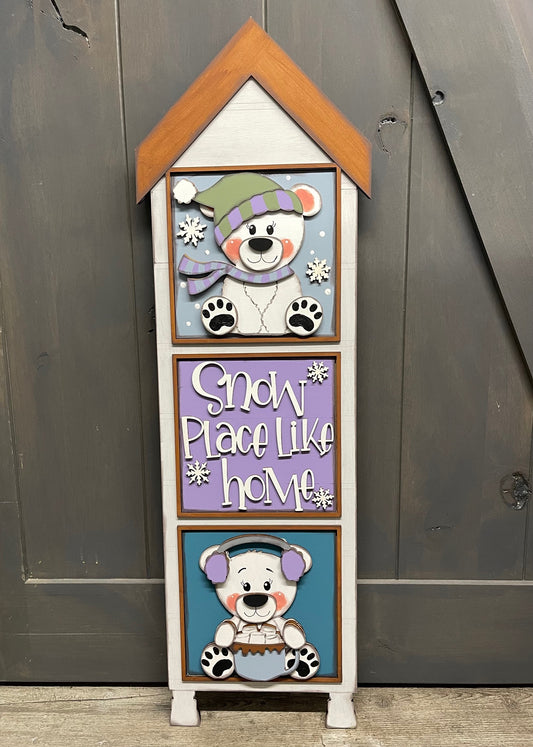 December 2025 Polar Bear Blocks only - House Leaning Ladder Blocks only - unpainted cutouts -doesn't include the House Leaning Ladder