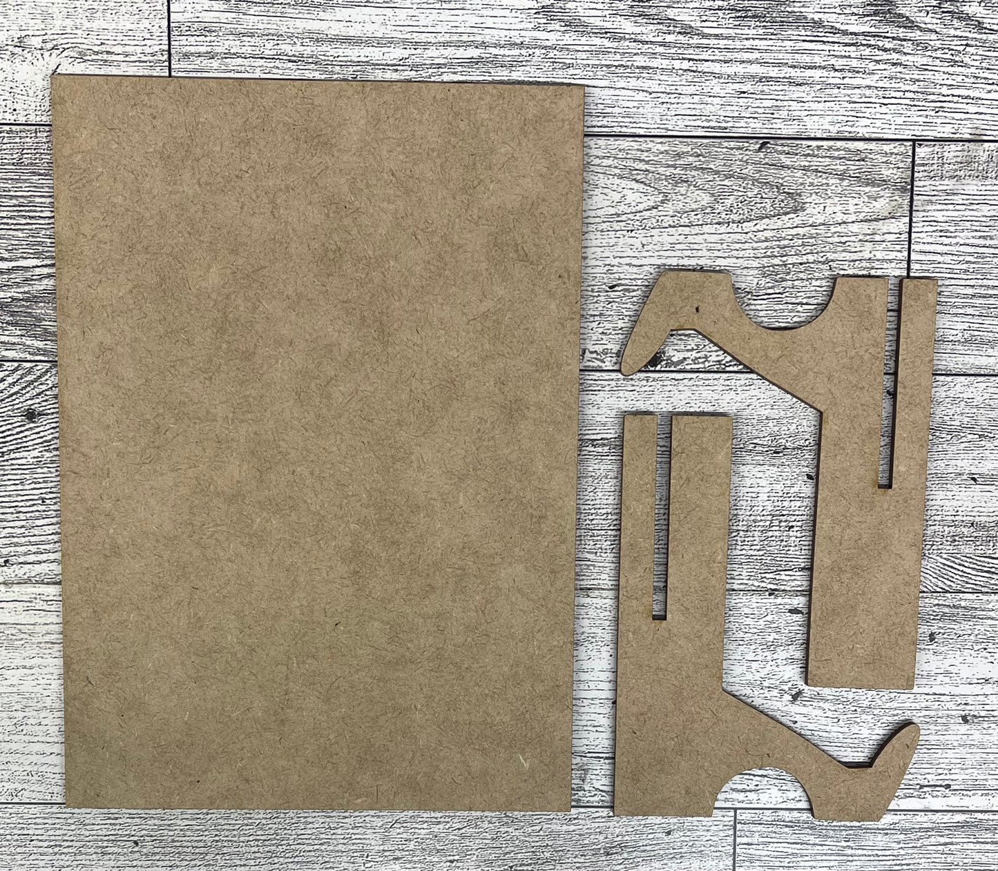 5x7 sign  with easel and sawtooth hangers - unpainted wooden cutouts, ready for you to paint