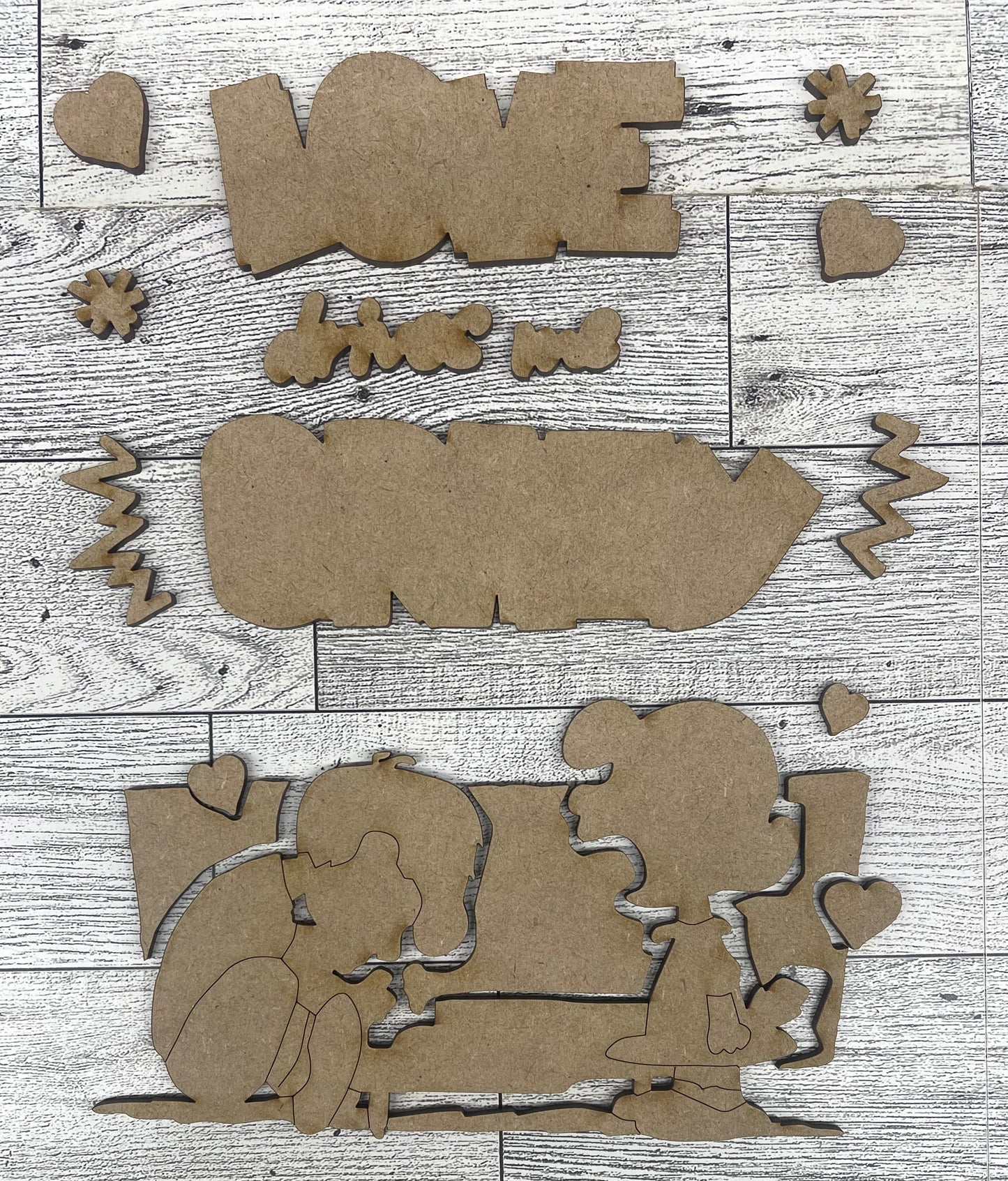 Peanuts Love Drives Me Crazy Cutouts or Stander - unpainted wood ready for you to paint