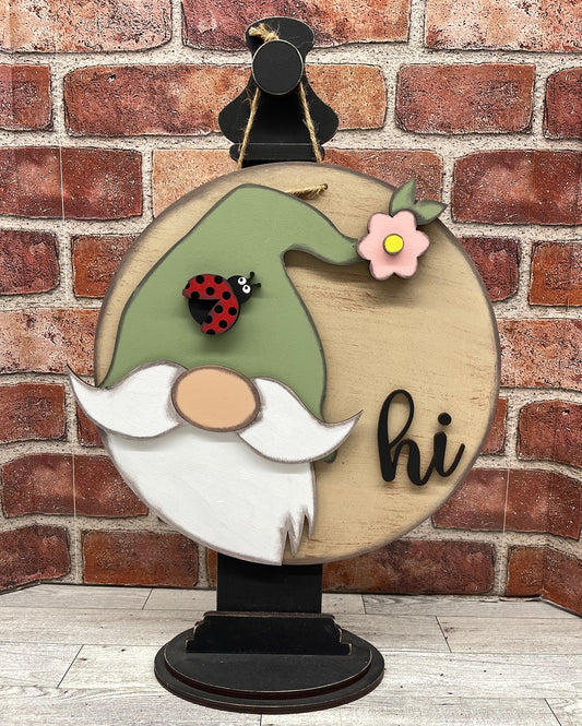 Spring Gnome  Changeable Door Sign cutouts - unpainted wooden cutouts, ready for you to paint