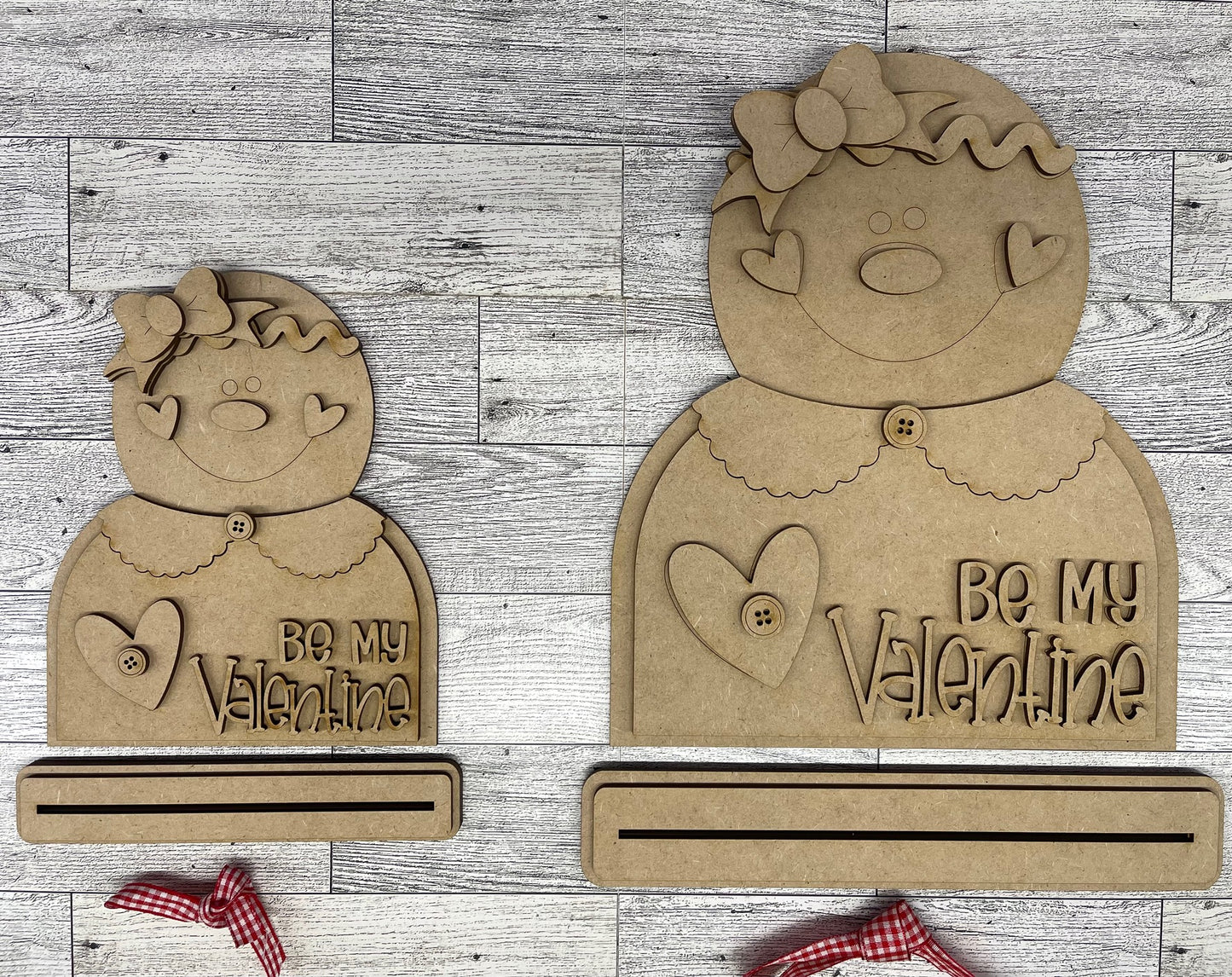Be My Valentine Gingerbread Girl Stander - cutout, unpainted wooden cutout, ready for you to paint
