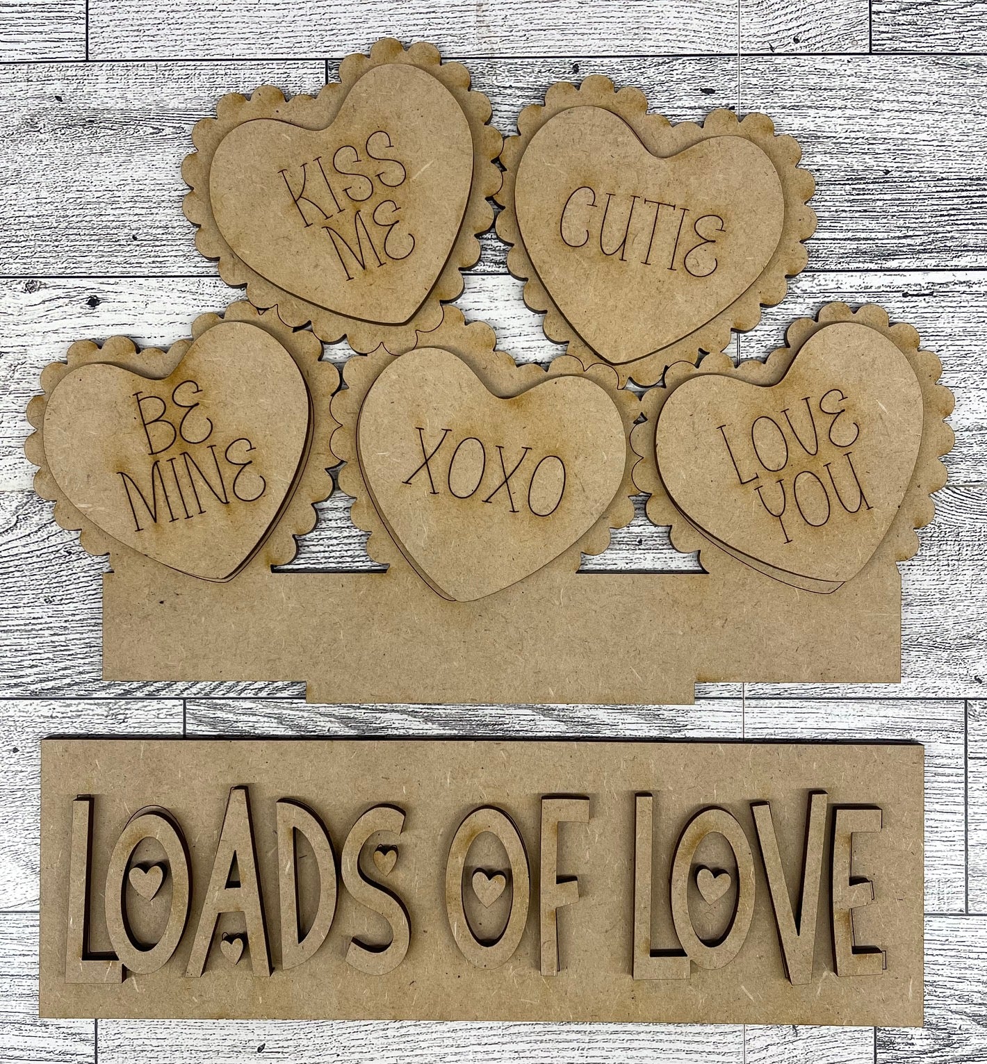 Loads of Love Valentine's Hearts - Insert for Changeable Window Box unpainted wood cutouts, ready for you to paint