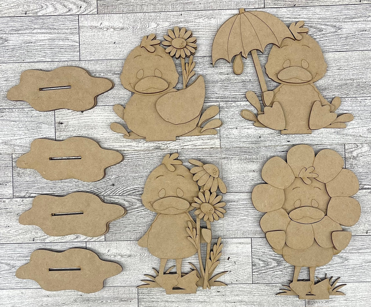 Spring Duck Standers - Set of 4 - unpainted cutouts ready for you to finish