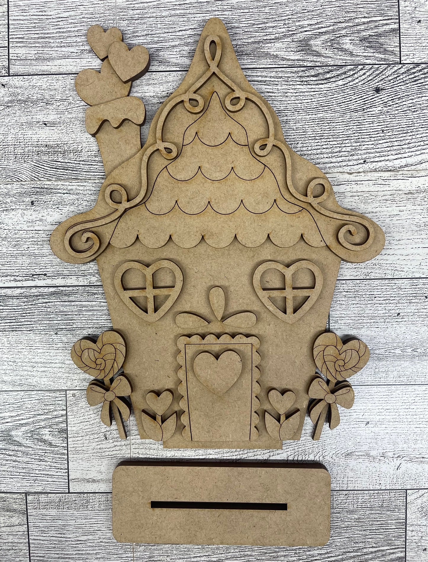 January Monthly Craft Kit - Valentine Dairy Cow themed - includes frame and plain arch or HOME arch frame - unpainted ready for you to finish