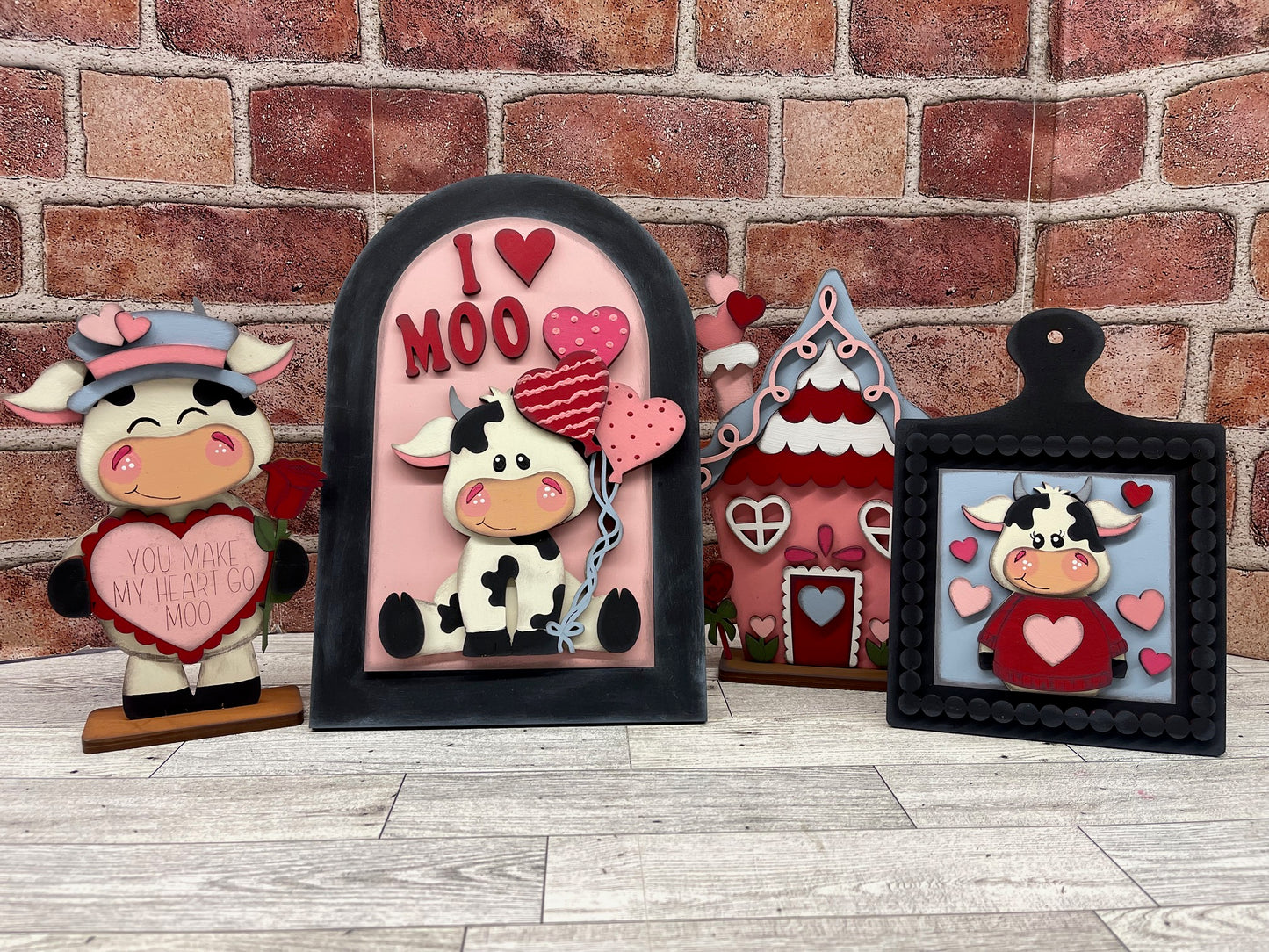 January Monthly Craft Kit - Valentine Dairy Cow themed - includes frame and plain arch or HOME arch frame - unpainted ready for you to finish