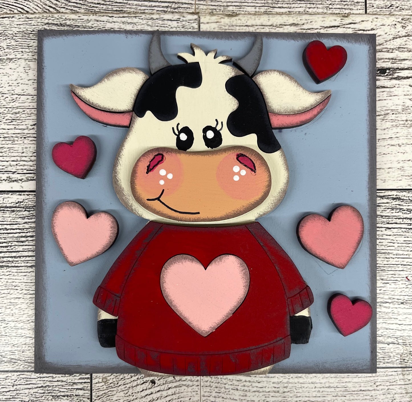 January Monthly Craft Kit - Valentine Dairy Cow themed - includes frame and plain arch or HOME arch frame - unpainted ready for you to finish