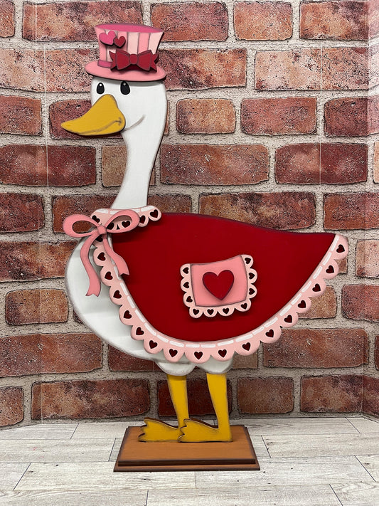 Goose - Valentines Outfit Only for Large 22 inch Front Porch Goose Stander - Unpainted wood cutouts ready for you to finish