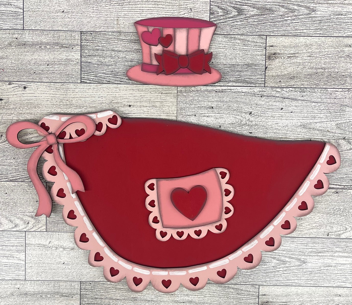 Goose - Valentines Outfit Only for Large 22 inch Front Porch Goose Stander - Unpainted wood cutouts ready for you to finish