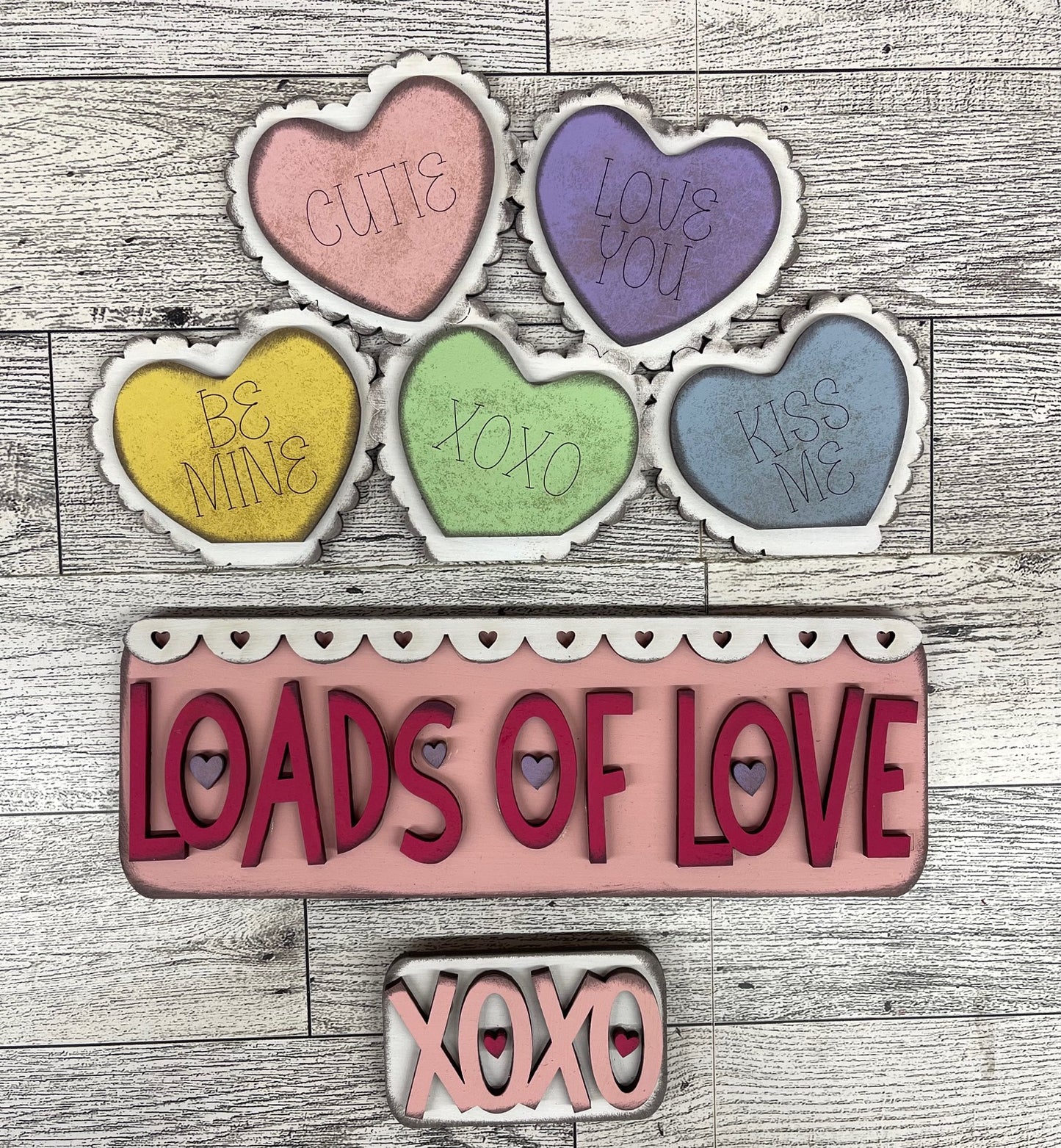 Loads of Love Valentine's Hearts Truck insert only, unpainted wood cutouts, ready for you to paint, does not include truck or fence