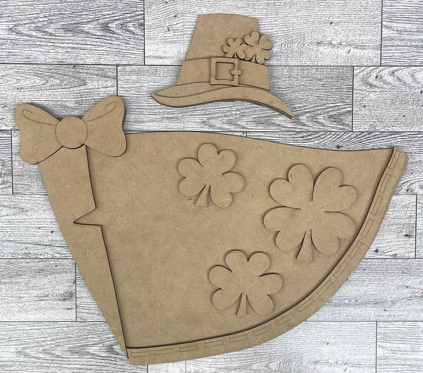 Goose - St. Patricks Outfit Only for Large 22 inch Front Porch Goose Stander - Unpainted wood cutouts ready for you to finish