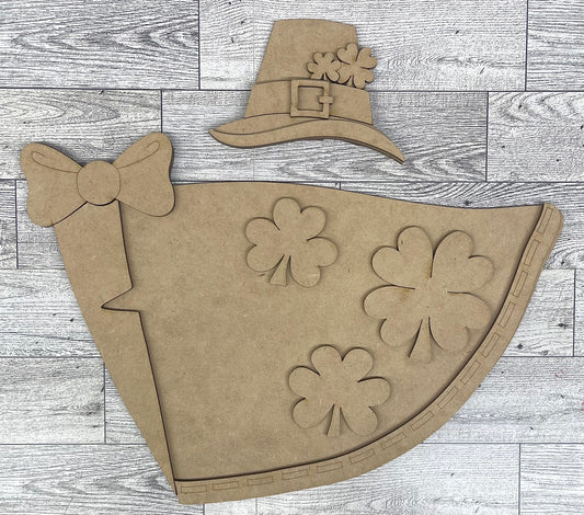 Goose - St. Patricks Outfit Only for Large 22 inch Front Porch Goose Stander - Unpainted wood cutouts ready for you to finish