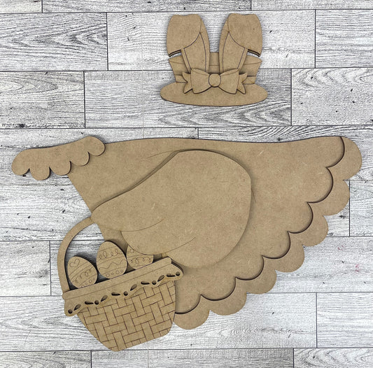 Goose - Easter Outfit Only for Large 22 inch Front Porch Goose Stander - Unpainted wood cutouts ready for you to finish