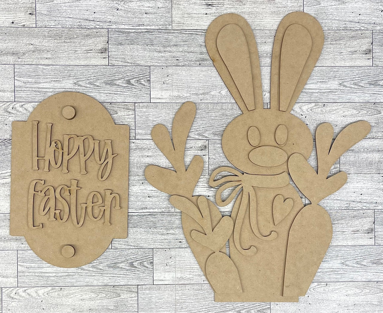 Easter Bucket Porch Leaner insert only - Unpainted wood cutouts ready for you to finish
