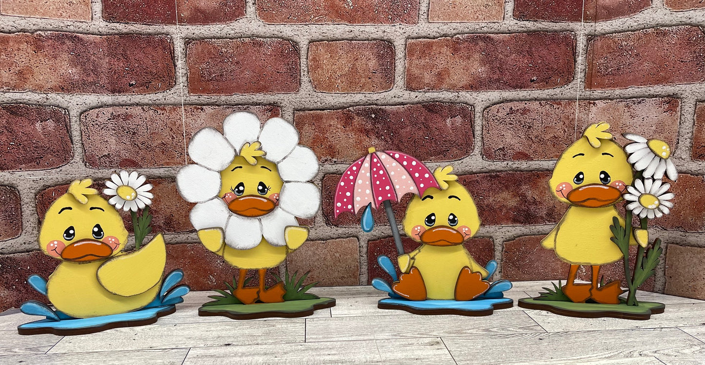 Spring Duck Standers - Set of 4 - unpainted cutouts ready for you to finish