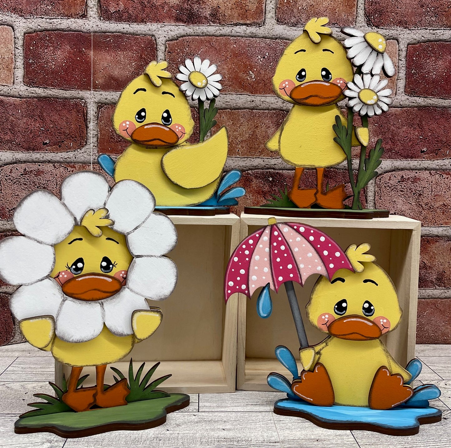 Spring Duck Standers - Set of 4 - unpainted cutouts ready for you to finish