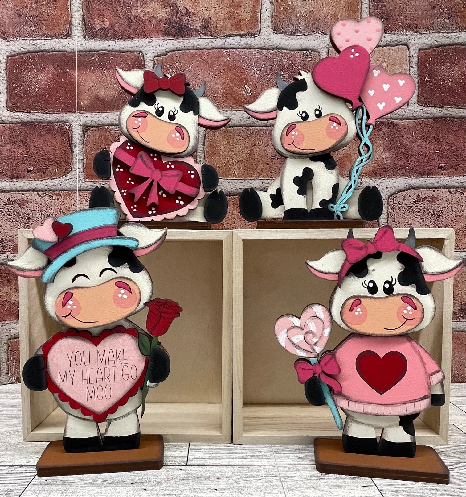 January Valentine Dairy Cow Standers - Add Ons - unpainted wood cutout ...