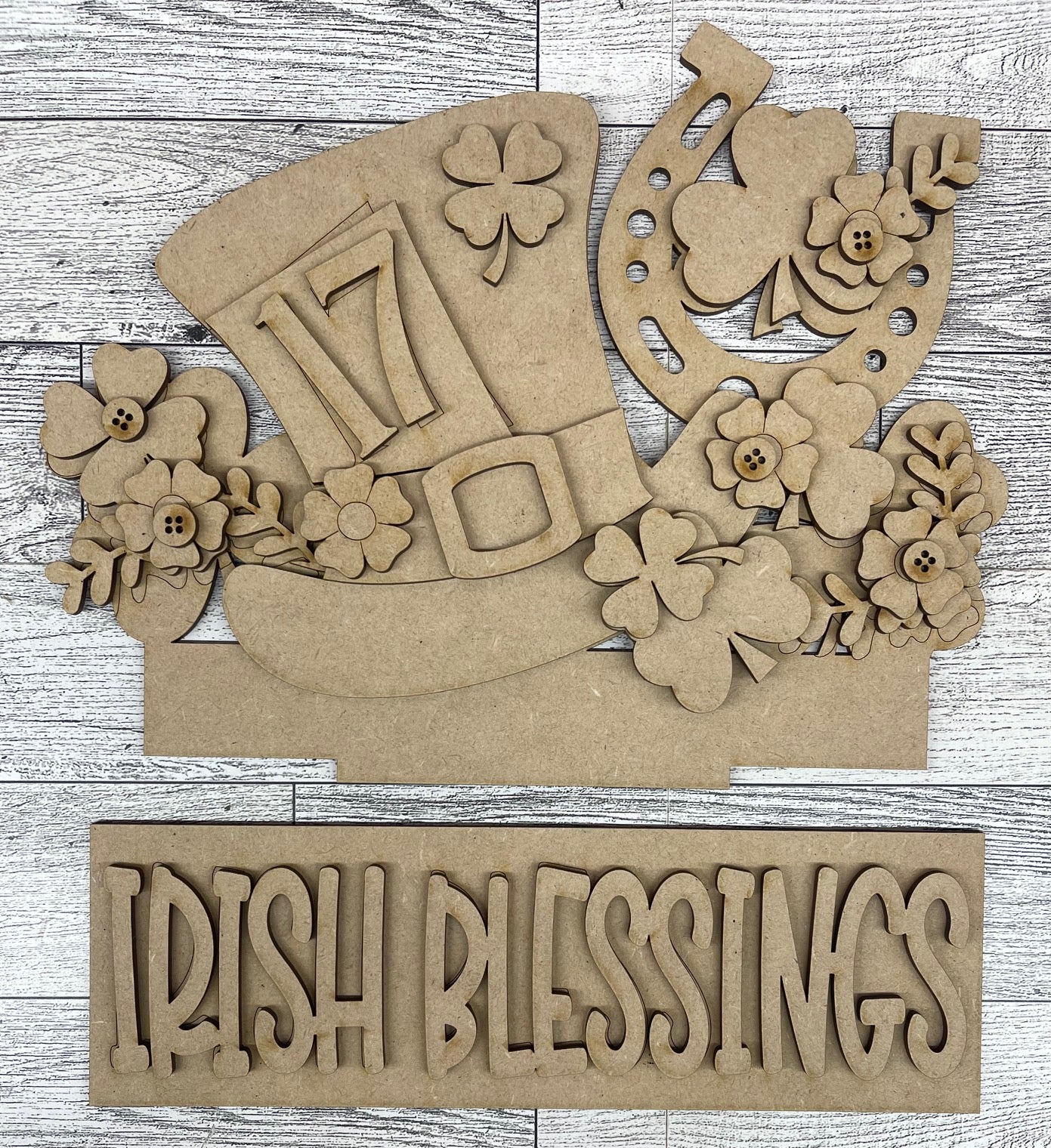 St. Patricks Day - Insert for Changeable Window Box unpainted wood cutouts, ready for you to paint