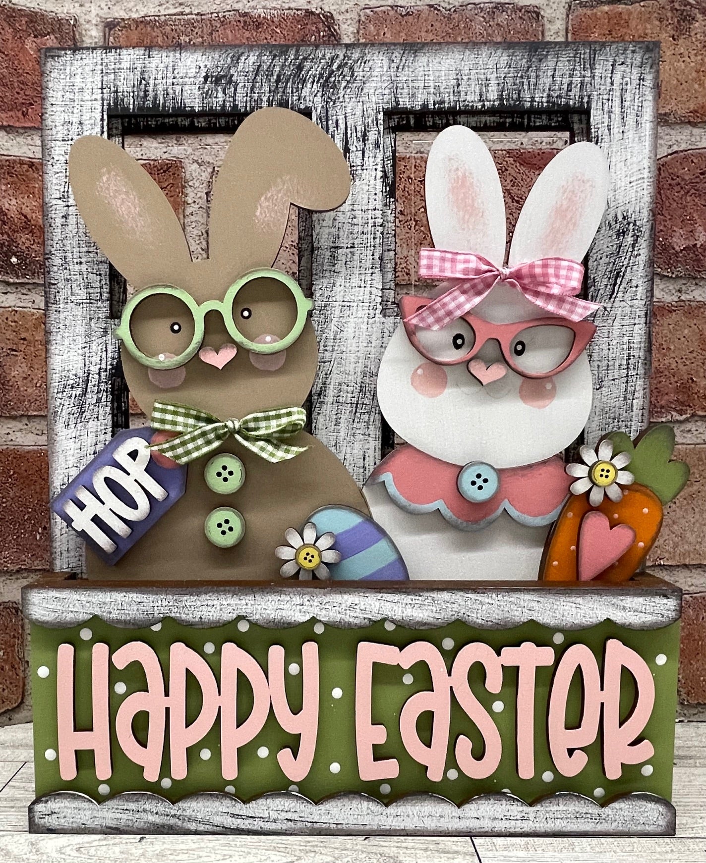 Easter Bunny Couple - Insert for Changeable Window Box unpainted wood cutouts, ready for you to paint
