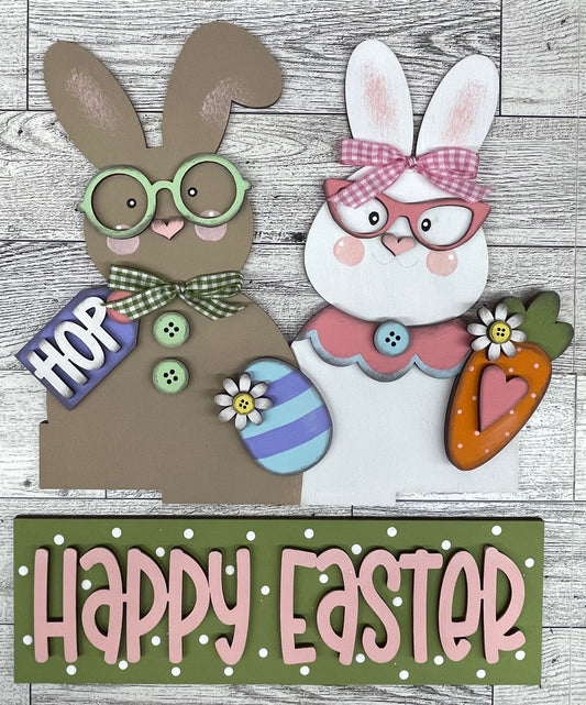 Easter Bunny Couple - Insert for Changeable Window Box unpainted wood cutouts, ready for you to paint