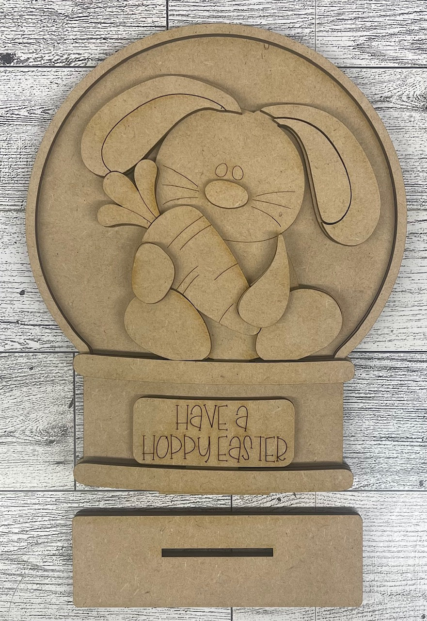 Floppy Easter Bunny Globe Insert - unpainted wood cutouts, ready for you to paint