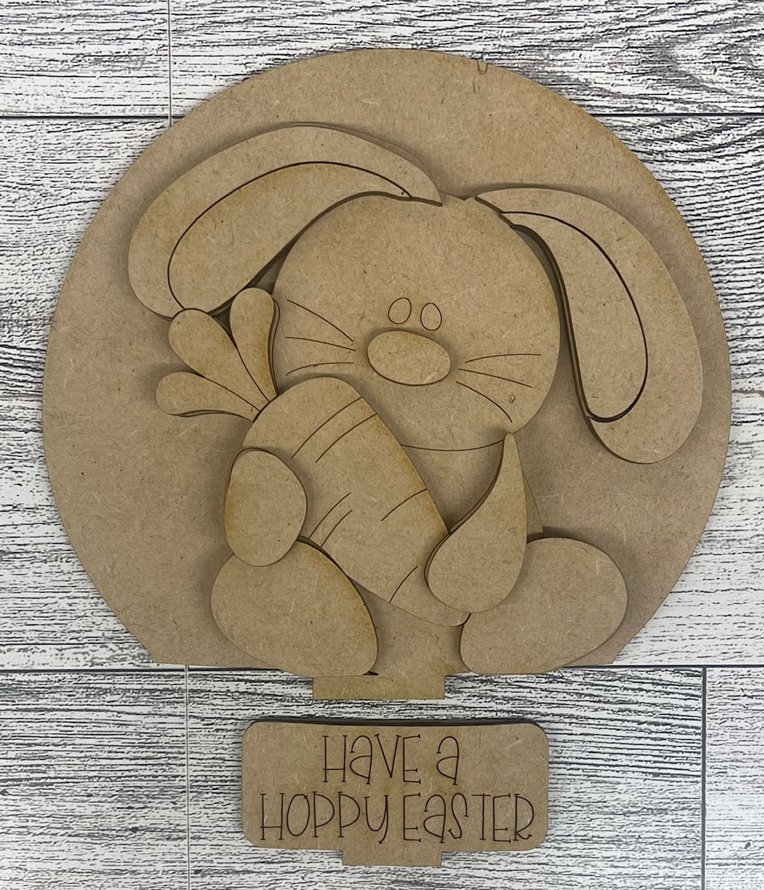 Floppy Easter Bunny Globe Insert - unpainted wood cutouts, ready for you to paint