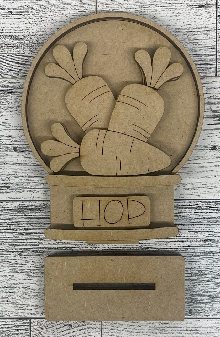 Mini Easter Carrot Globe Insert - unpainted wood cutouts, ready for you to paint