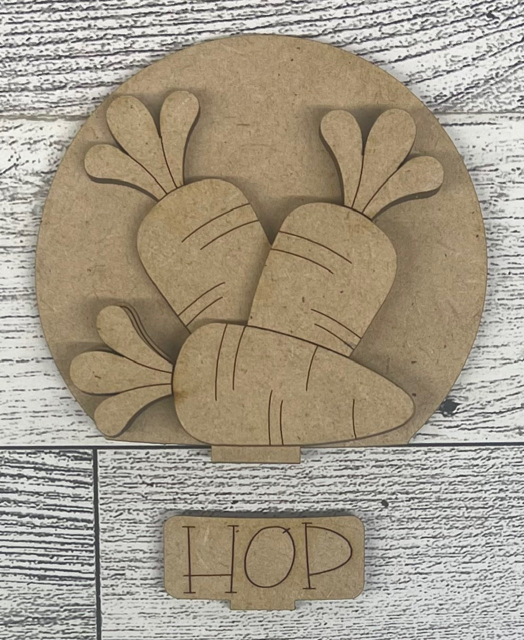 Mini Easter Carrot Globe Insert - unpainted wood cutouts, ready for you to paint