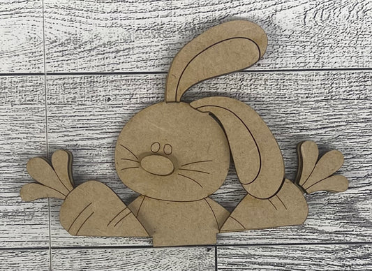 Mini Easter Bunny with Carrots basket insert unpainted wood cutouts, ready for you to paint
