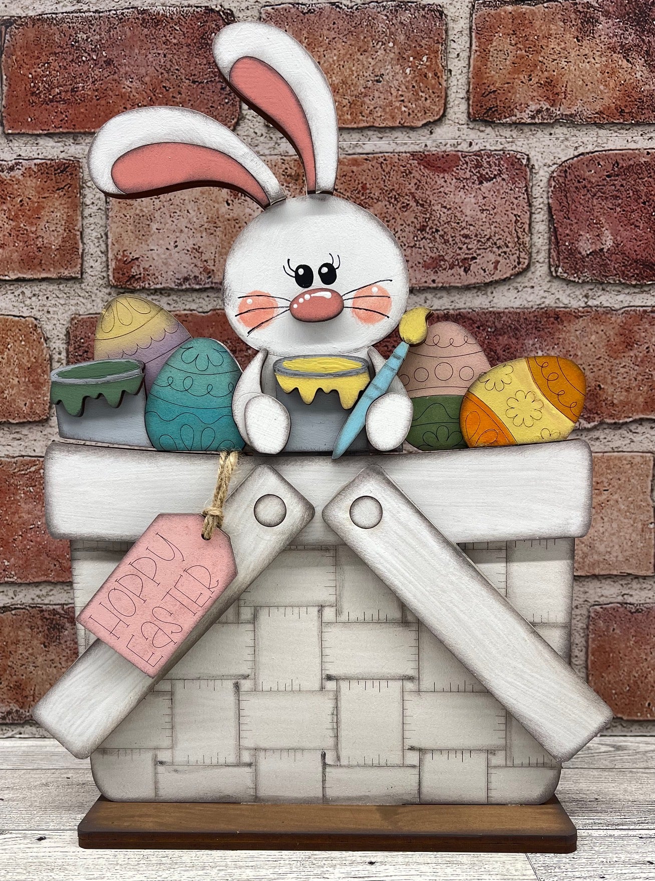 Easter Floppy Bunny basket insert unpainted wood cutouts, ready for you to paint