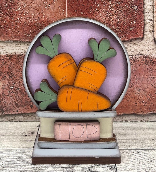 Mini Easter Carrot Globe Insert - unpainted wood cutouts, ready for you to paint