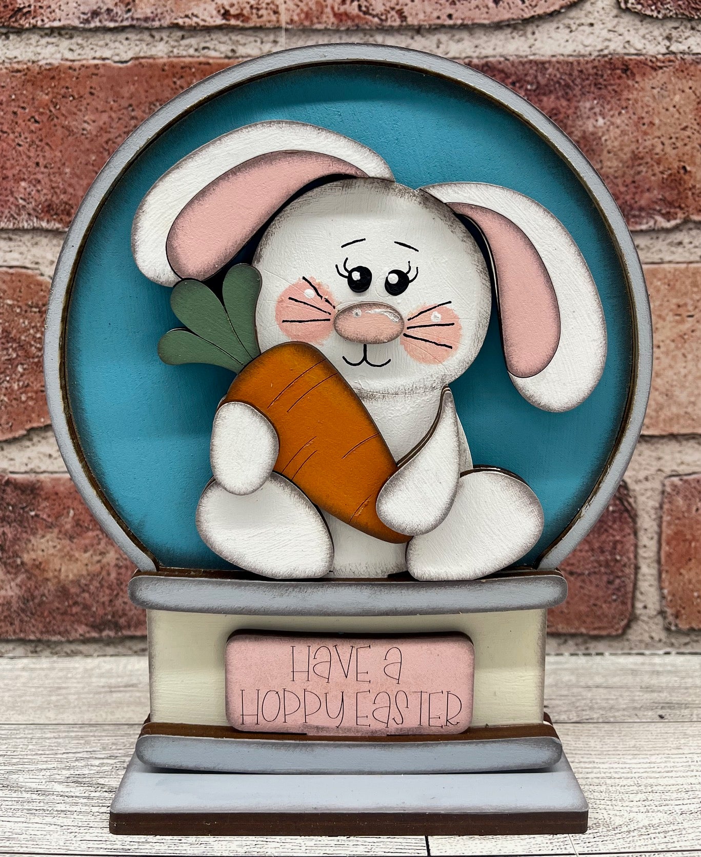 Floppy Easter Bunny Globe Insert - unpainted wood cutouts, ready for you to paint