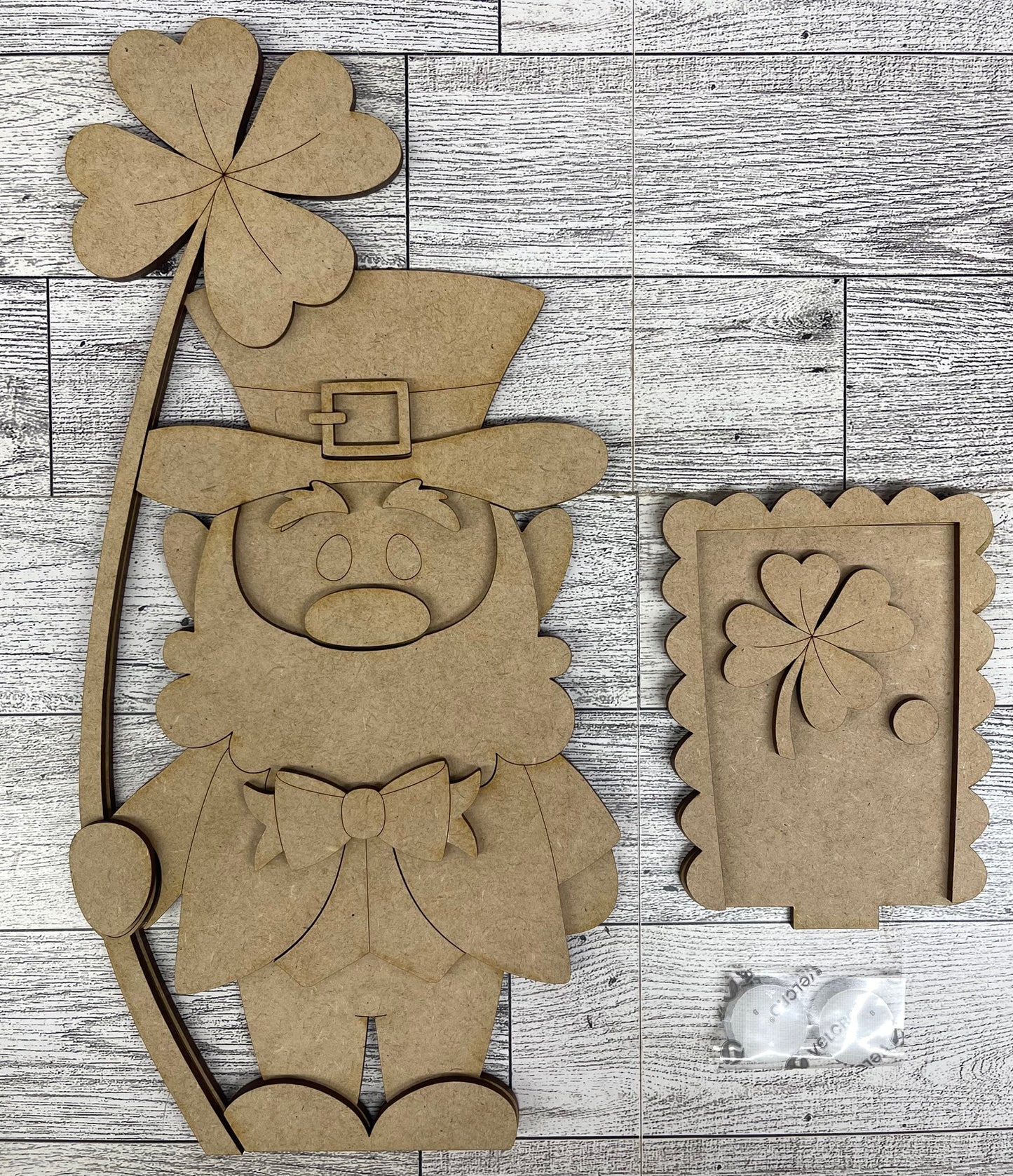 St. Patricks Leprechaun 2026 Birdhouse Insert - unpainted cutouts, ready to paint