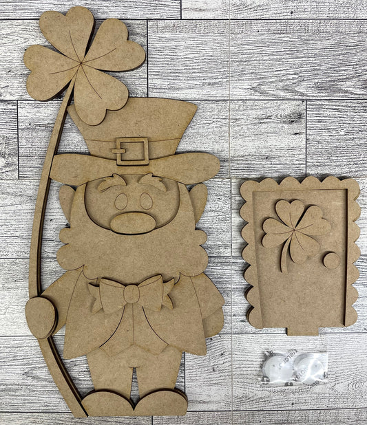 St. Patricks Leprechaun 2026 Birdhouse Insert - unpainted cutouts, ready to paint