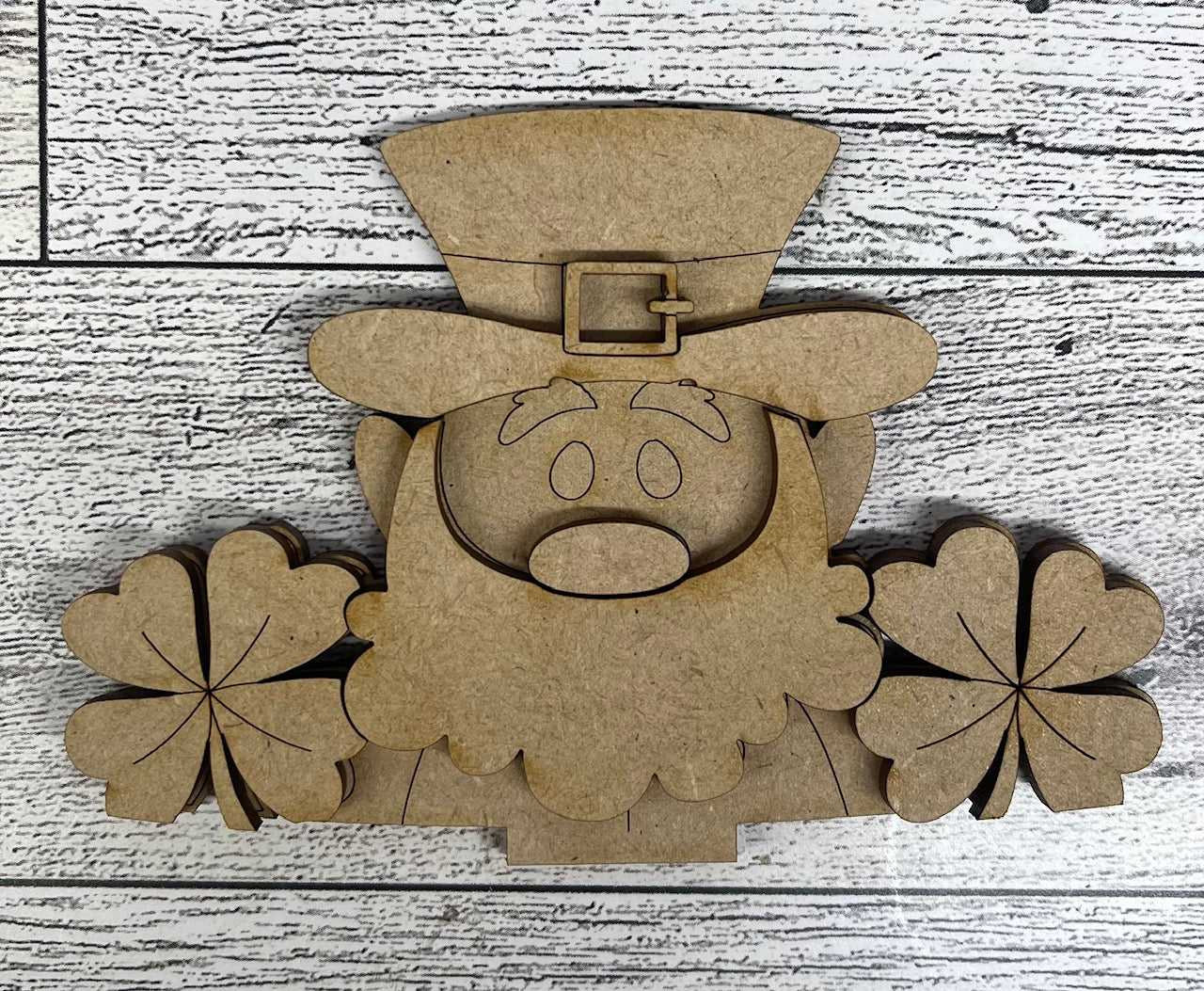 Mini St. Patricks Leprechaun 2026 Basket Insert Add-On - unpainted wood cutouts, ready for you to paint