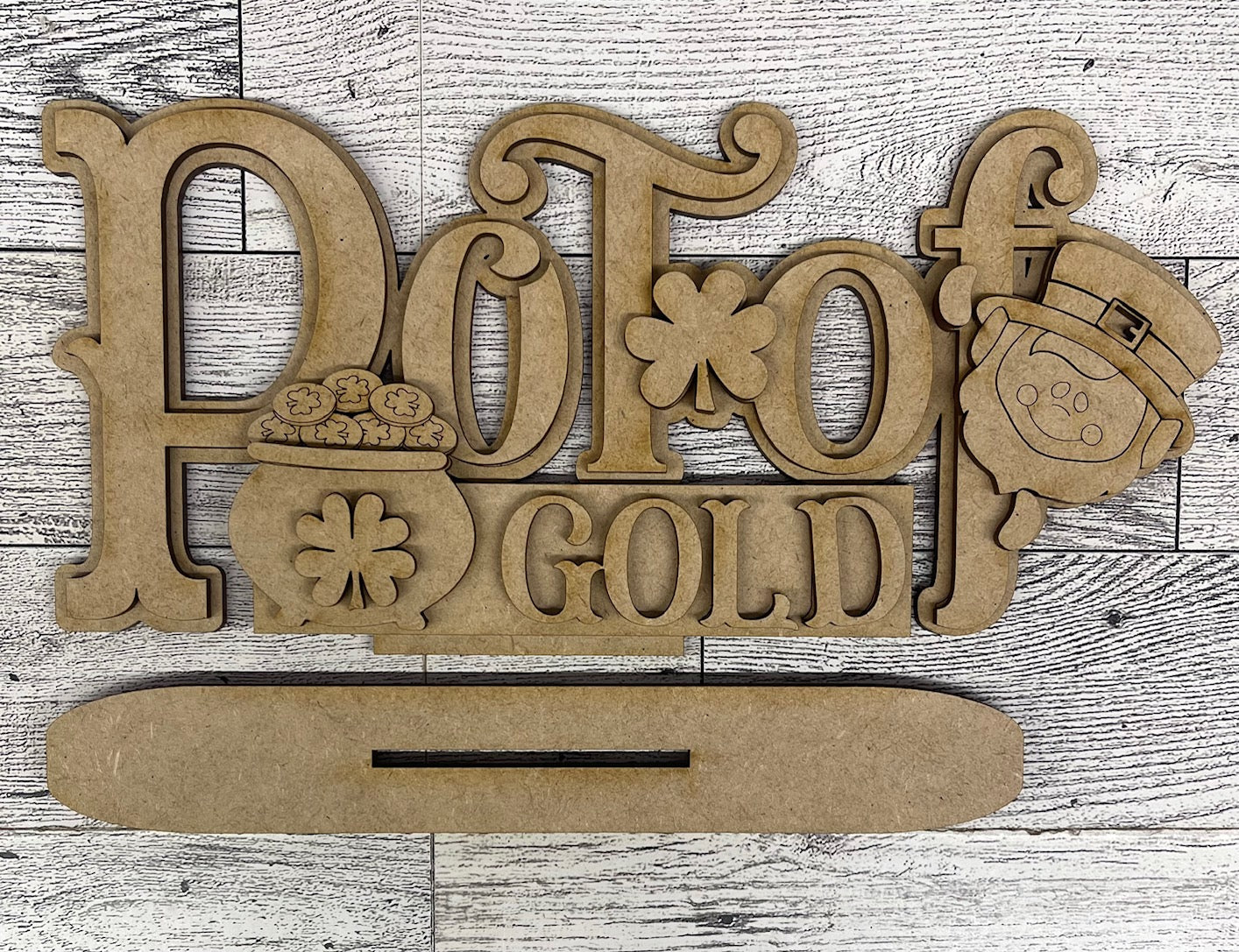 February Monthly Craft Kit - St. Patrick's Day Leprechaun themed - does not include frame or plain arch or HOME arch frame sold separately - unpainted ready for you to finish