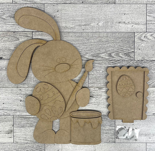 Floppy Easter Bunny 2026 Birdhouse Insert - unpainted cutouts, ready to paint