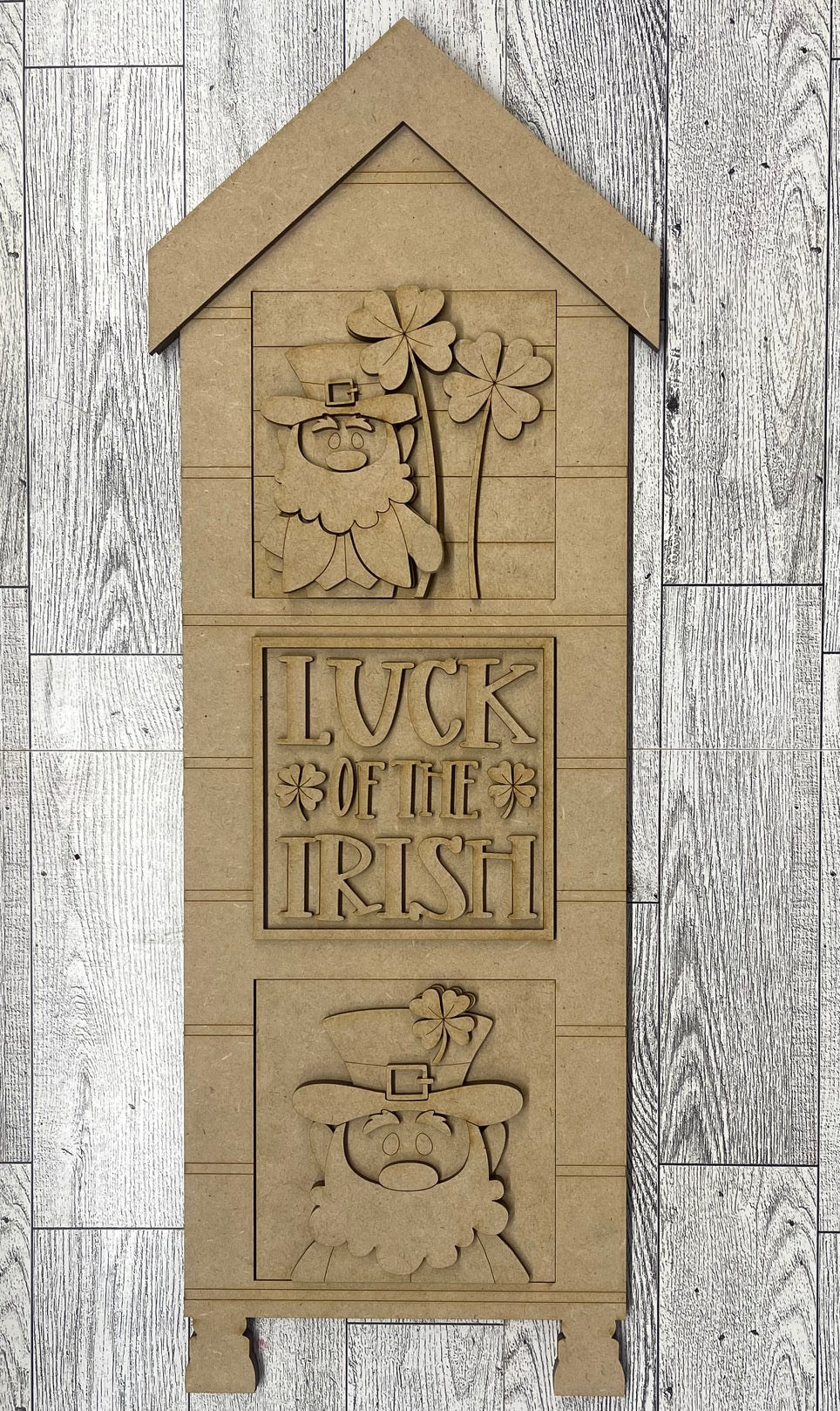 St. Patricks Leprechaun Leaning Ladder Blocks & Sign Add-On - unpainted wood cutouts, ready for you to paint