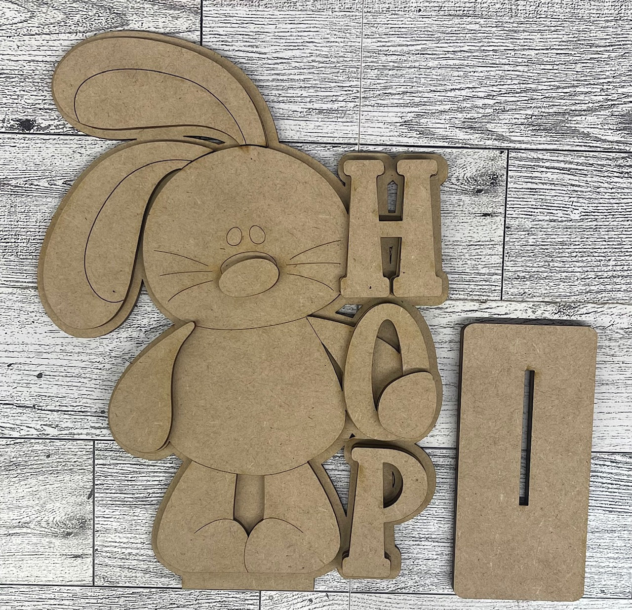 HOP Floppy Easter Bunny Stander 2026 - Wood Cutouts unpainted ready for you to paint