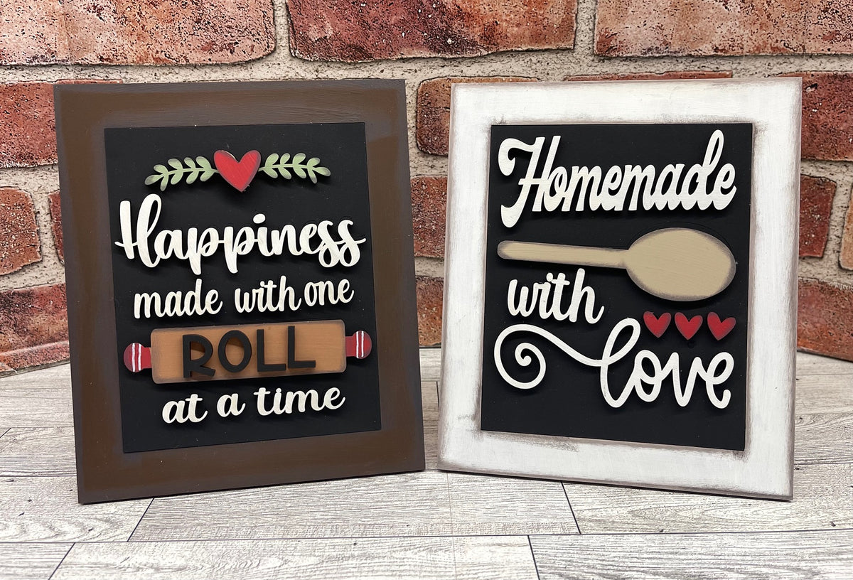 3 Kitchen Signs Primitive Home Collection cutouts - unpainted wooden c ...