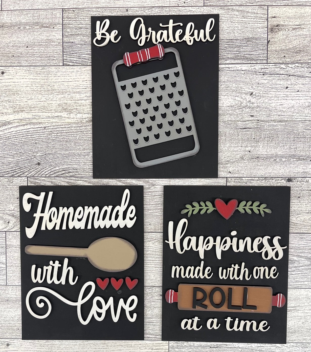 3 Kitchen Signs Primitive Home Collection  cutouts - unpainted wooden cutouts, ready for you to paint