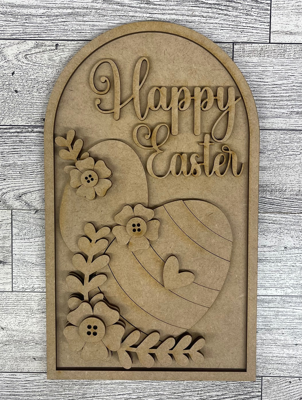 Happy Easter Egg Arch Frame Insert cutouts - unpainted wooden cutouts, ready for you to paint