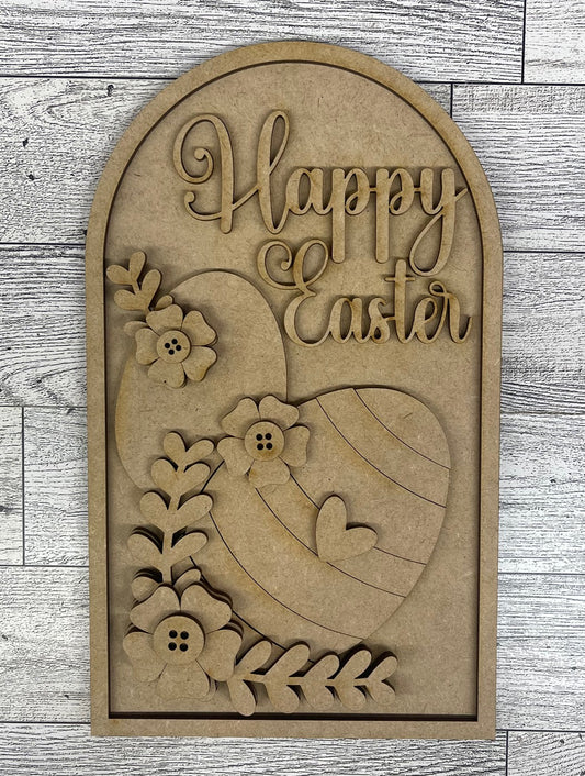 Happy Easter Egg Arch Frame Insert cutouts - unpainted wooden cutouts, ready for you to paint