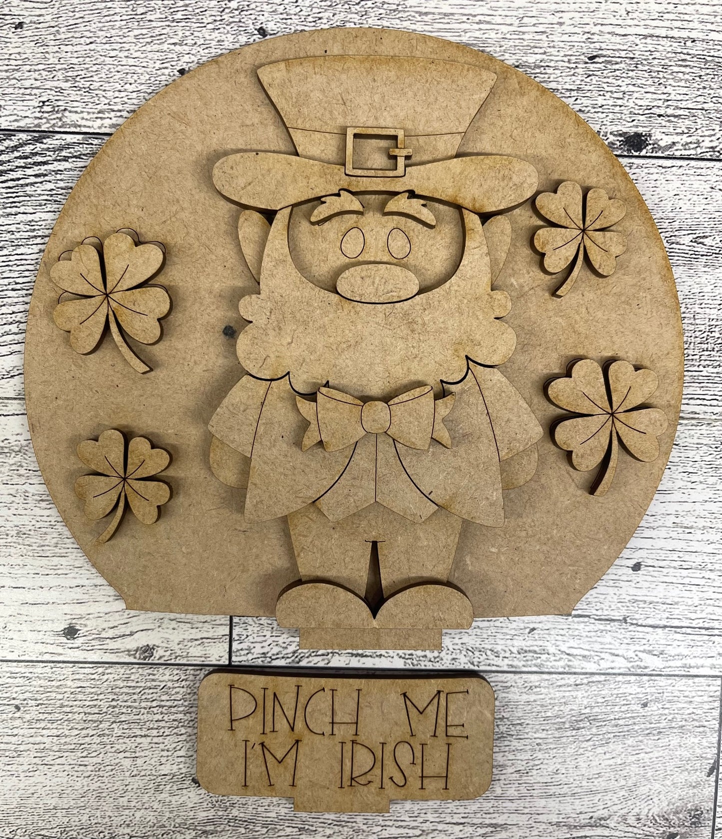 St. Patrick's Day Leprechaun 2026 Globe Insert Add-On - unpainted wood cutouts, ready for you to paint