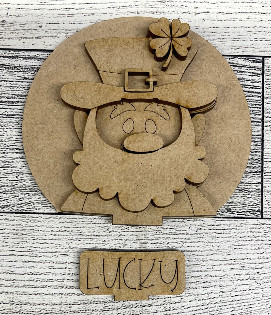 Mini St. Patricks Leprechaun Globe Insert - unpainted wood cutouts, ready for you to paint