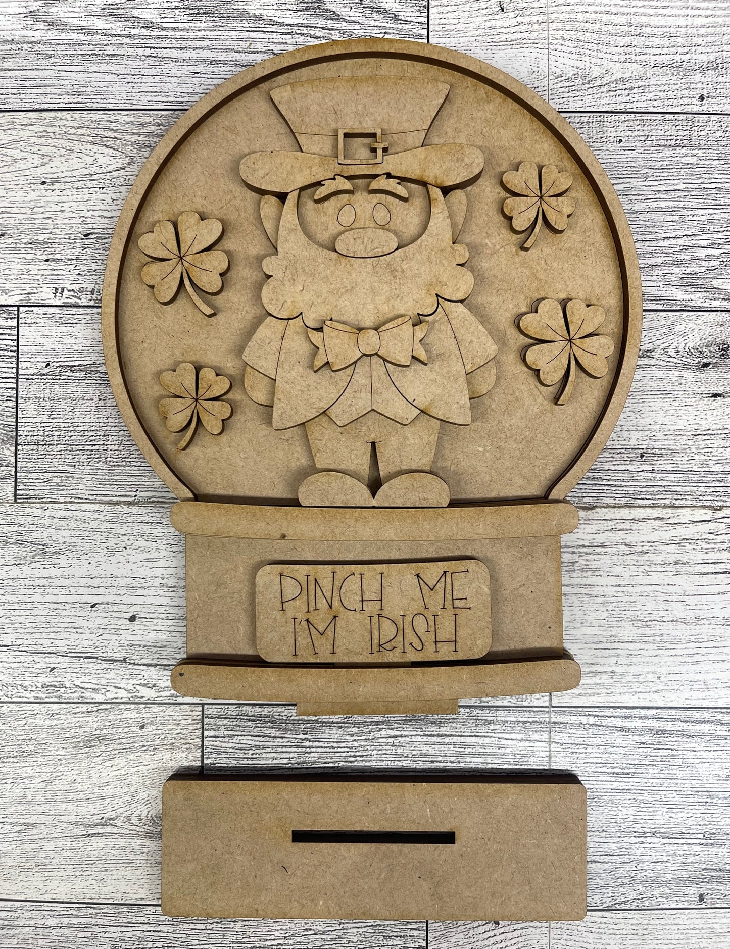 St. Patrick's Day Leprechaun 2026 Globe Insert Add-On - unpainted wood cutouts, ready for you to paint